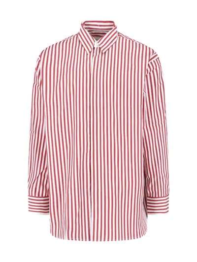 Ami Alexandre Mattiussi Ami Oversized Striped Button-up Shirt In Red