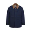 Ami Alexandre Mattiussi Dark Denim Jacket With Brown Corduroy Collar In Blue