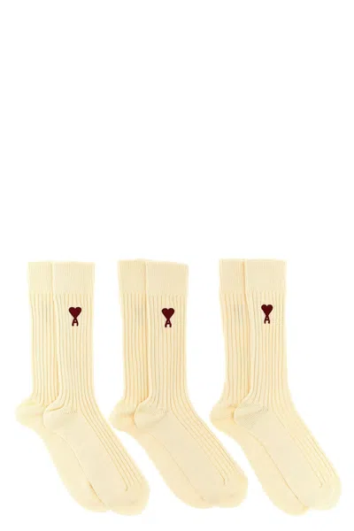 Ami Alexandre Mattiussi Ami Paris 3-pack Logo Embroidery Socks