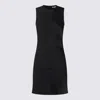 Ami Alexandre Mattiussi Black Straight Minidress In Wool Gabardine Black