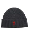 Ami Alexandre Mattiussi Ami Paris Ami Paris De Coeur Wool Beanie In Gray