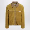 Ami Alexandre Mattiussi Ami Paris Ami Yellow Shearling Jacket With Contrast Collar In Green