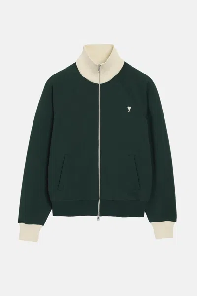 Ami Alexandre Mattiussi Ami Paris Adc Bicolour Zip Sweatshirt In Green