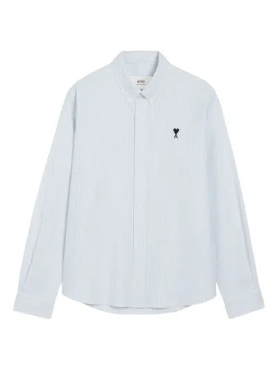 Ami Alexandre Mattiussi Ami Paris Contrasted Adc Classic Ls Shirt In Blue