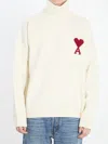 Ami Alexandre Mattiussi Ami Paris Turtleneck Sweater Ami De Coeur White Men In Animal Print