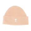Ami Alexandre Mattiussi Ami Paris Heart Logo Beanie In Neutral