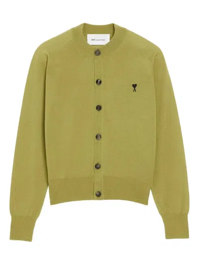 Ami Alexandre Mattiussi Ami Paris Adc Matcha Wool Cardigan In Green