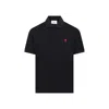 Ami Alexandre Mattiussi Ami Paris Black Ami De Coeur Polo Shirt In Black