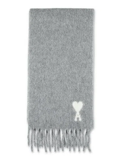 Ami Alexandre Mattiussi Ami Paris Adc Scarf Alpaca In Gray