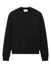 Ami Alexandre Mattiussi Ami Black Cotton Jersey Fleece Sweater With Monogram Motif In Black