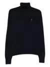 Ami Alexandre Mattiussi Ami Paris High Neck Sweater With Heart Embroidery In Multi