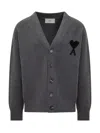 Ami Alexandre Mattiussi Ami Paris Ami De Coeur Heather Grey Wool Cardigan Men