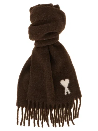 Ami Alexandre Mattiussi Ami Paris Alpaca Blend Scarf In Brown