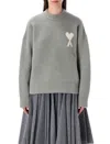Ami Alexandre Mattiussi Ami Paris Ami Paris Alpaca Ami De Coeur Crewneck Sweater In Gray