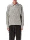Ami Alexandre Mattiussi Ami Paris Grey Wool And Alpaca Polo Sweater Ami Paris In Gray