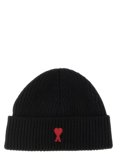 Ami Alexandre Mattiussi Ami Paris Am339976bm Ribbed Wool Beanie In Black