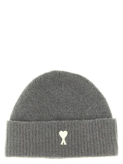 Ami Alexandre Mattiussi Ami Paris Am341795bm Ribbed Alpaca-wool Blend Beanie In Grey