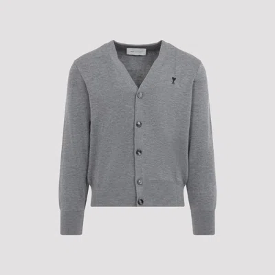 Ami Alexandre Mattiussi Ami Paris Ami Adc Wool Cardigan For Men In Gray