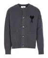Ami Alexandre Mattiussi Ami Paris Grey Ami De Coeur Cardigan Men In Blue