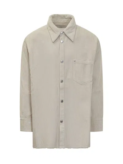 Ami Alexandre Mattiussi Ami Paris  Beige Corduroy Shirt With Pocket In Neutral