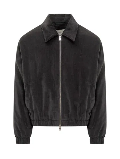 Ami Alexandre Mattiussi Ami Paris  Black Corduroy Jacket In Gray