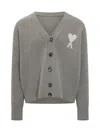 Ami Alexandre Mattiussi Ami Paris  Men's Grey Wool Cardigan In Gray
