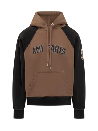 AMI ALEXANDRE MATTIUSSI AMI PARIS AMI ALEXANDRE MATTIUSSI MEN'S TWO-TONE HOODIE SWEATSHIRT