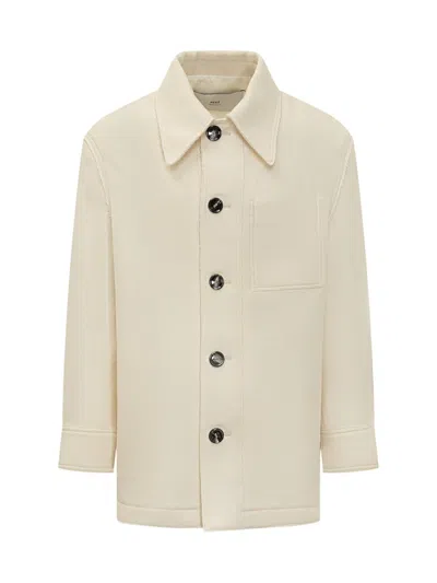Ami Alexandre Mattiussi Ami Paris  Overshirt In Ivory Wool In Gray