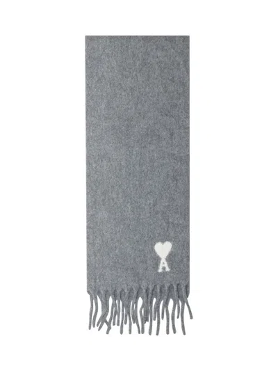 Ami Alexandre Mattiussi Ami Paris  Scarf In Gray Wool