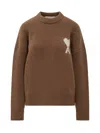 Ami Alexandre Mattiussi Ami Paris  Sweater With Heart Logo In Brown