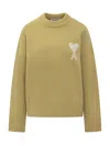 Ami Alexandre Mattiussi Ami Paris  Sweater With Heart Logo In Green