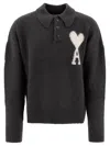 AMI ALEXANDRE MATTIUSSI AMI PARIS "AMI DE COEUR" ALPACA POLO SHIRT