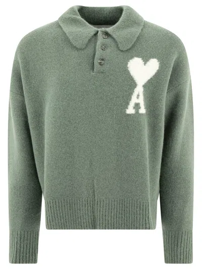 Ami Alexandre Mattiussi Ami Paris "ami De Coeur" Alpaca Polo Shirt