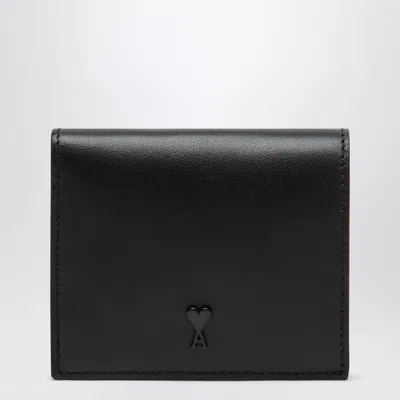 Ami Alexandre Mattiussi Ami Paris Ami De Coeur Bifold Wallet In Cowhide Leather, Black