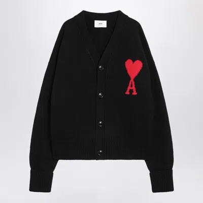 Ami Alexandre Mattiussi Ami Paris Ami De Coeur Black Cardigan Women
