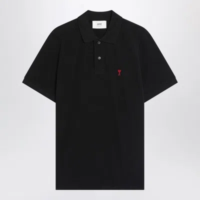 Ami Alexandre Mattiussi Ami Paris Men Black Polo Shirt With Adc Embroidery At The Front In Cotton Man
