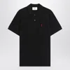 Ami Alexandre Mattiussi Ami Paris Men Black Polo Shirt With Adc Embroidery At The Front In Cotton Man In Black