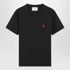 Ami Alexandre Mattiussi Logo-embroidered Organic Cotton-jersey T-shirt In Black