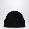 Ami Alexandre Mattiussi Ami Paris Ami De Coeur Black Wool Hat Men In Black