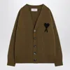 Ami Alexandre Mattiussi Ami Paris Ami De Coeur Bronze Cardigan In Green