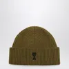 Ami Alexandre Mattiussi Ami Paris Ami De Coeur Bronze Wool Hat In Green