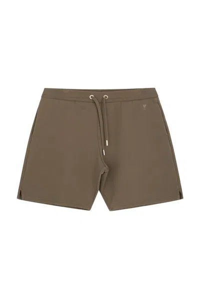 Ami Alexandre Mattiussi Paris Ami De Coeur-embroidered Drawstring Shorts In Grey