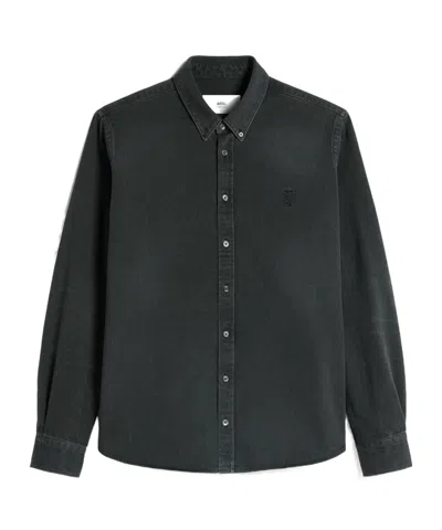Ami Alexandre Mattiussi Ami Paris Ami De Coeur Button-down Shirt In Black
