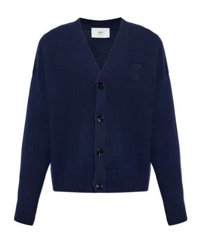 Ami Alexandre Mattiussi Ami Paris Ami De Coeur Buttton-up Cardigan In Black