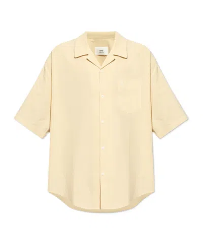 Ami Alexandre Mattiussi Ami Paris Ami De Coeur Camp Collar Shirt In Beige