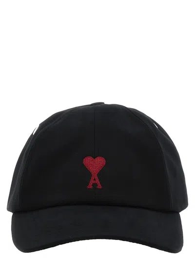 Ami Alexandre Mattiussi Red Acd Embroidery Cap In Black