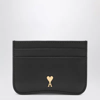 Ami Alexandre Mattiussi Ami Paris Ami De Coeur Cardholder Black In Leather