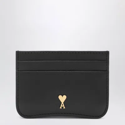 Ami Alexandre Mattiussi Ami Paris Ami De Coeur Cardholder Black In Leather