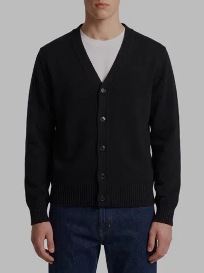 Ami Alexandre Mattiussi Cashmere V-neck Ribbed Regular-fit Cardigan In Blue