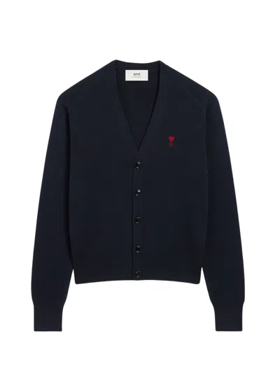 Ami Alexandre Mattiussi Ami Paris Men Ami De Coeur Cardigan In Blue